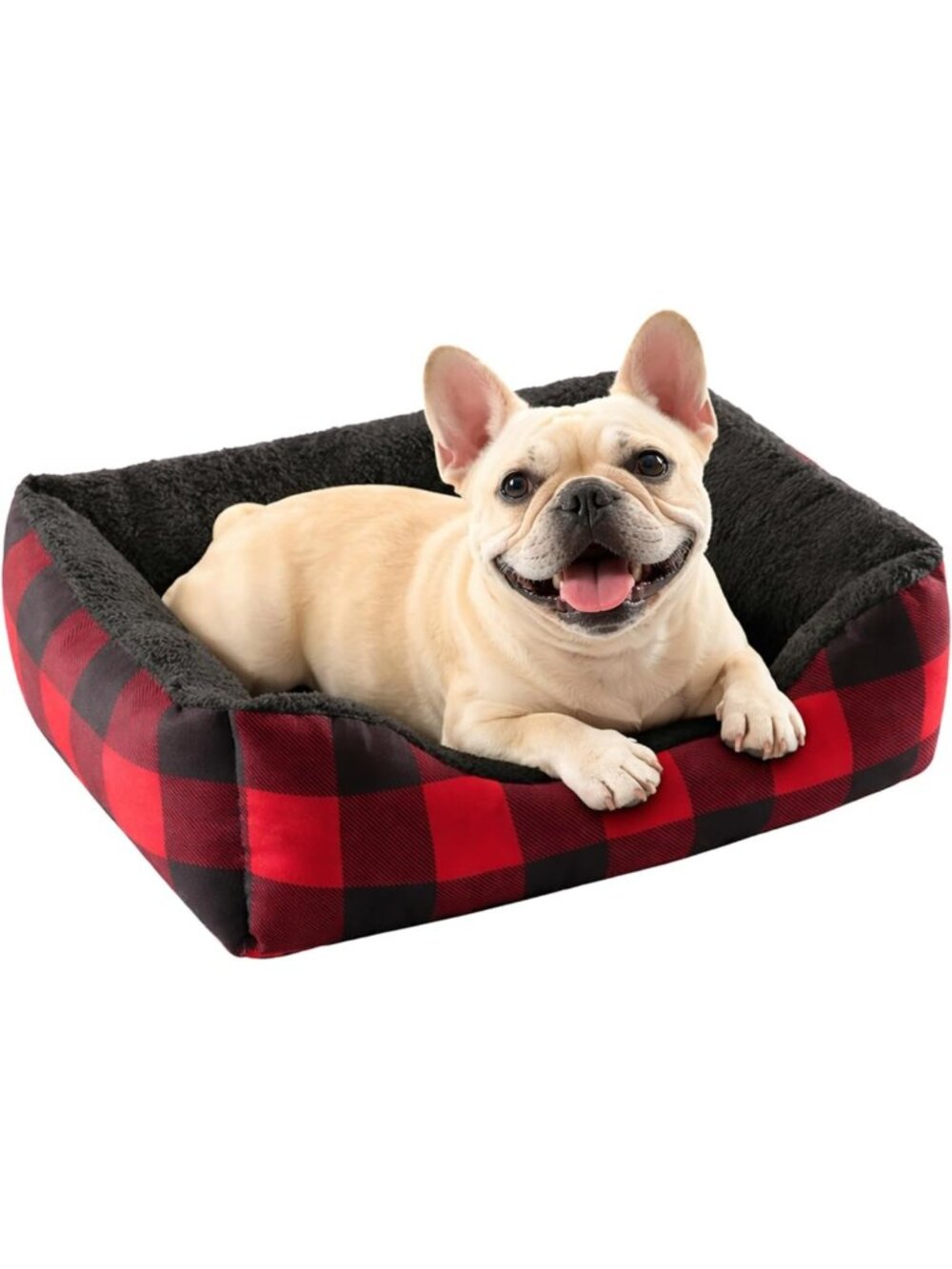 Cozy Self-Warming Flannel Pet Bed for Dogs & Cats - Red Checkered Plush Design